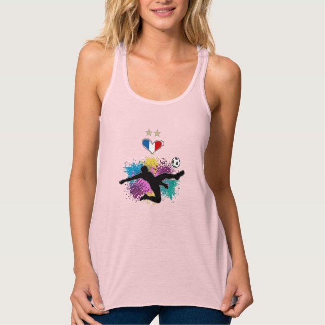Frankreich Fußball-Shirt mit Herzschlag Tank Top (Vorderseite)