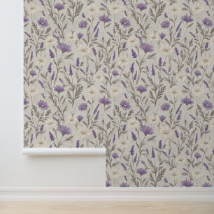 Frankreich Grau Floral Tapete