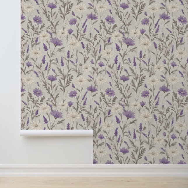 Frankreich Grau Floral Tapete (Anwendung)