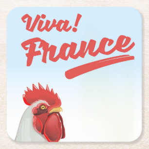 Frankreich Hahn Reiseplakat Rechteckiger Pappuntersetzer