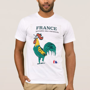 Frankreich Hahn Vintage-Reiseposter T-Shirt