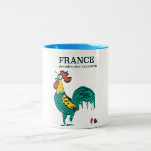 Frankreich Hahnenwurst Reiseplakat Zweifarbige Tasse