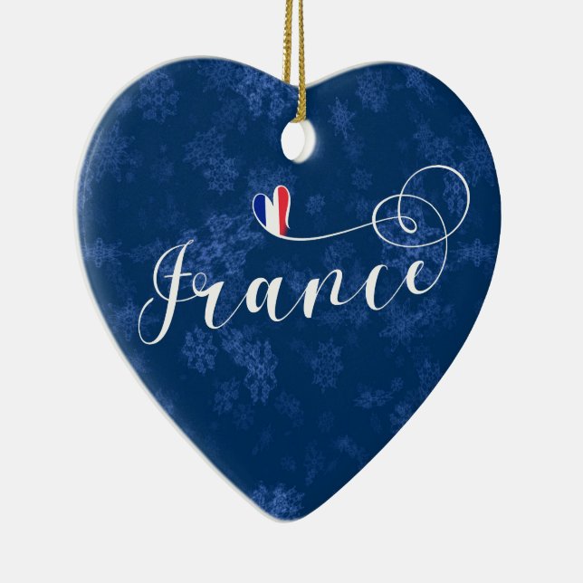 Frankreich Herz, Weihnachtsbaumschmuck, Französisc Keramik Ornament (Rechts)