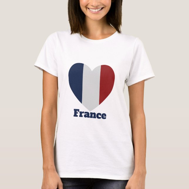 Frankreich Herzenflagge T-Shirt (Vorderseite)