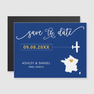 Frankreich Hochzeit Speichern Sie die Datumskarte, Magneteinladung