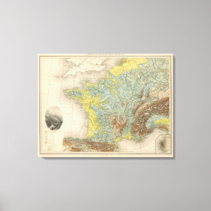 Frankreich hypsometrisch leinwanddruck