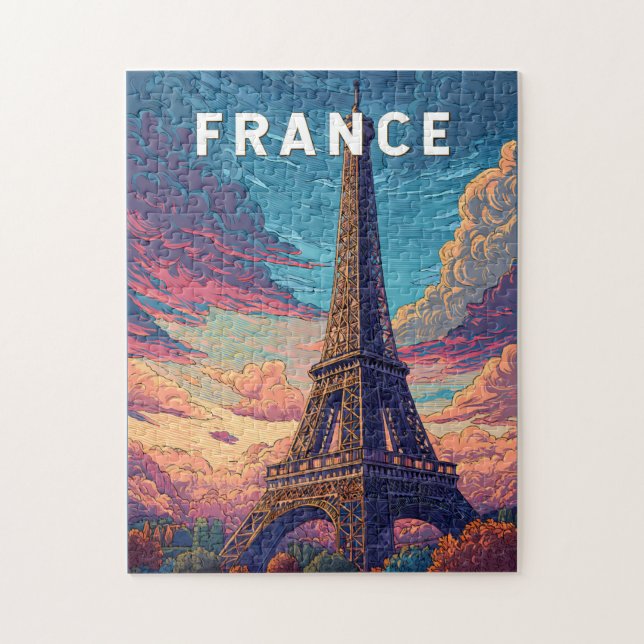 Frankreich Illustration Travel Art Vintag (Vertikal)