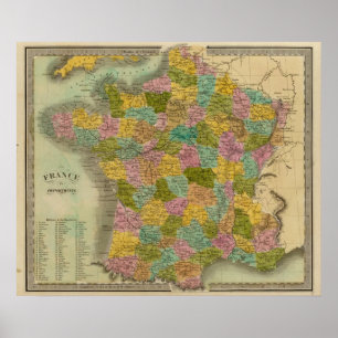 Frankreich in den Abteilungen Poster
