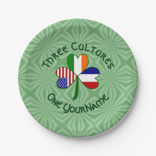 Frankreich Irland USA Kleeblatt Flagge Personalisi Pappteller