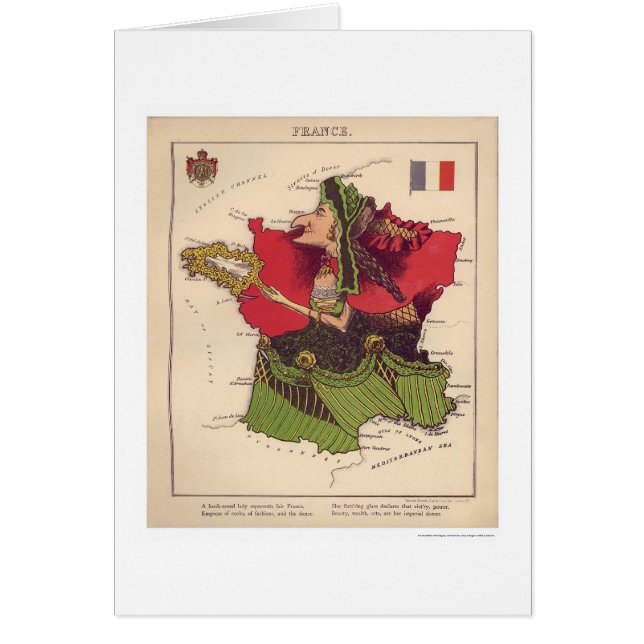 Frankreich-Karikatur-Karte 1868 (Vorne)