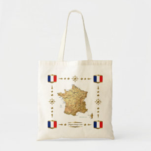 Frankreich-Karte + Flaggen-Tasche Tragetasche