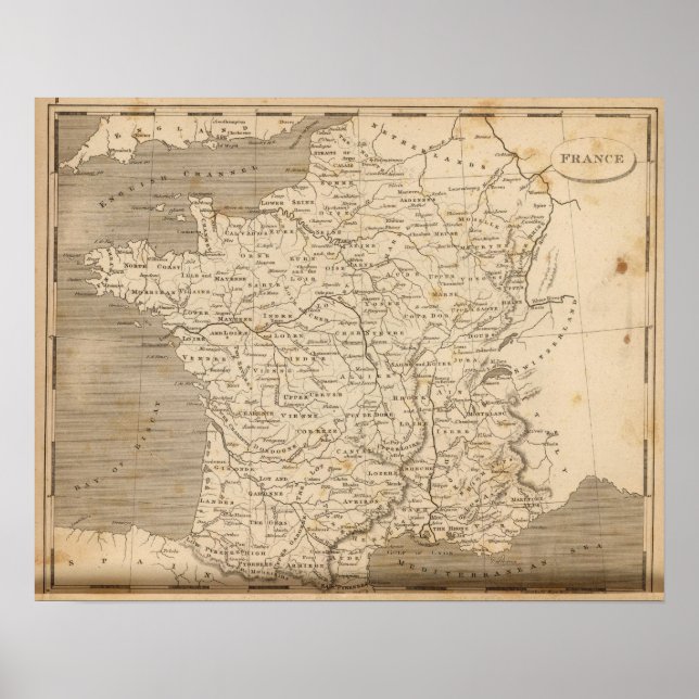 Frankreich Karte von Arrowsmith Poster (Vorne)