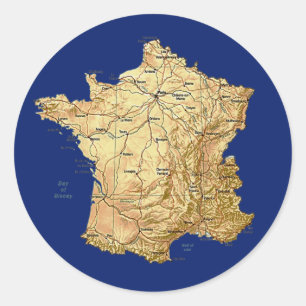 Frankreich-Karten-Aufkleber Runder Aufkleber