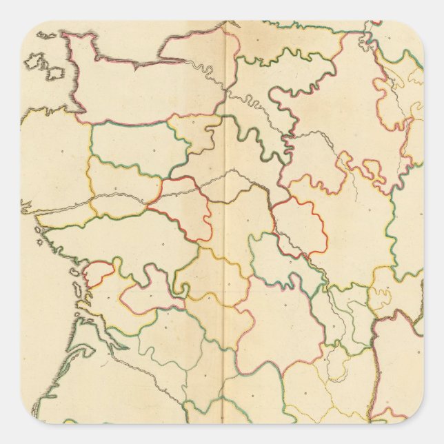 Frankreich Kontur Flüsse Quadratischer Aufkleber (Vorderseite)