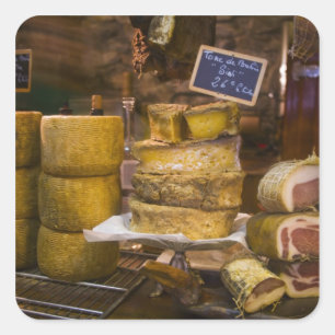 Frankreich, Korsika. Käse und Charcuterie Quadratischer Aufkleber