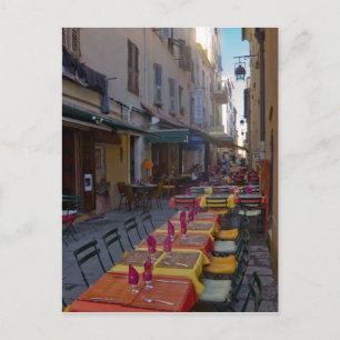 Frankreich, Korsika. Tische eines Cafes, aufgestel Postkarte