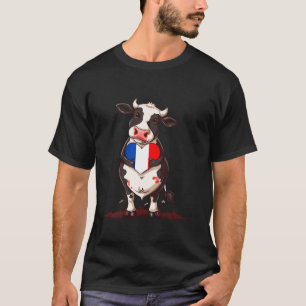 Frankreich Kuh Herz Französische Flagge Französisc T-Shirt