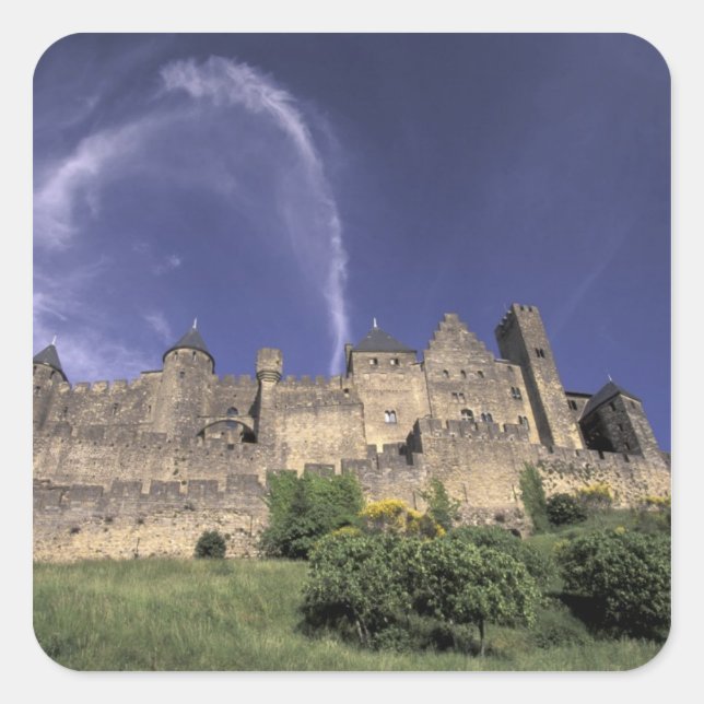 Frankreich, Languedoc, Aude, Carcassonne, Quadratischer Aufkleber (Vorderseite)