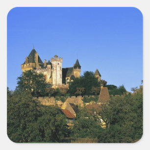 Frankreich, Montforte. Die mittelalterliche Burg Quadratischer Aufkleber