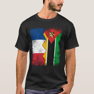 Frankreich Mosambik Flaggen Halbmosambikanisches F T-Shirt