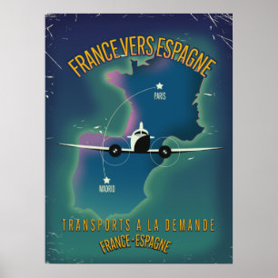 Frankreich nach Spanien Urlaubsposter Poster