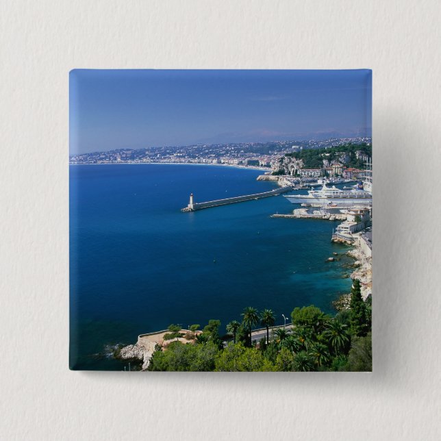 Frankreich, Nizza, Sicht auf den Hafen Button (Vorderseite)
