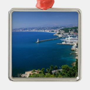 Frankreich, Nizza, Sicht auf den Hafen Silbernes Ornament