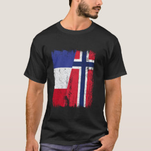 Frankreich Norwegen Halbfahne Französische Herkunf T-Shirt