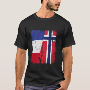 Frankreich Norwegen Halbflagge Französisch Norwegi T-Shirt
