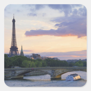 Frankreich, Paris, Ausflugboot auf Fluss die Quadratischer Aufkleber