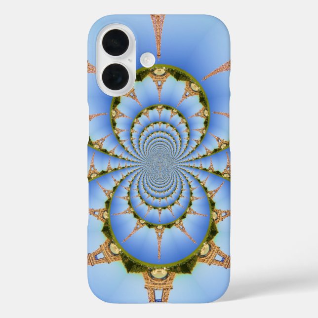 Frankreich Paris Eiffel Tower Kaleidoscope Blue Lo iPhone 16 Hülle (Rückseite)