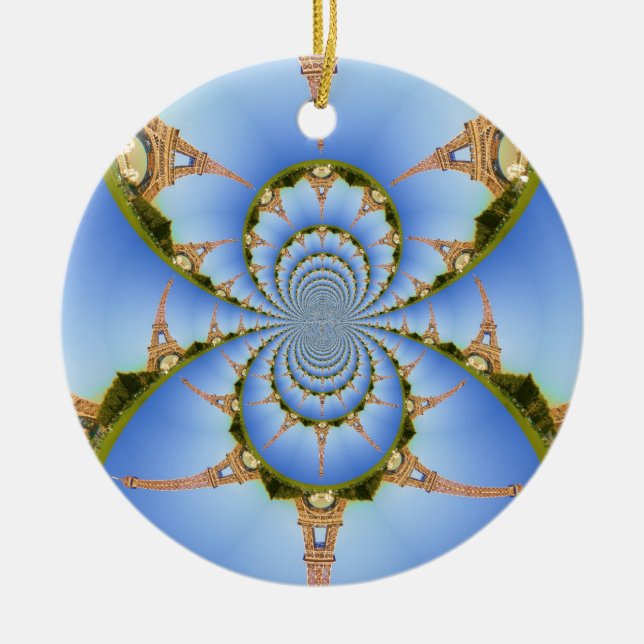 Frankreich Paris Eiffel Tower Kaleidoscope Blue Lo Keramik Ornament (Vorne)