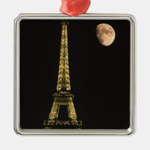 Frankreich, Paris. Eiffelturm bei Nacht mit Silbernes Ornament