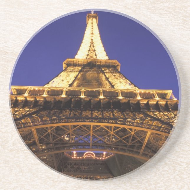 FRANKREICH, Paris Eiffelturm, Sicht auf den Abend Sandstein Untersetzer (Vorne)
