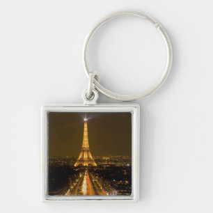 Frankreich, Paris. Nachtblick auf den Eiffelturm Schlüsselanhänger