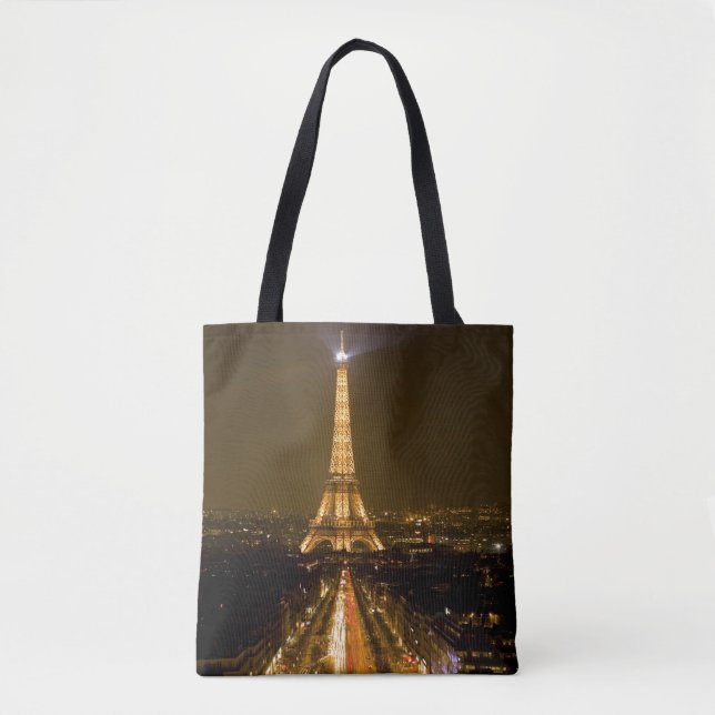 Frankreich, Paris. Nachtblick auf den Eiffelturm Tasche (Vorderseite)