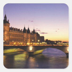 Frankreich, Paris, Seine und Conciergerie bei Quadratischer Aufkleber