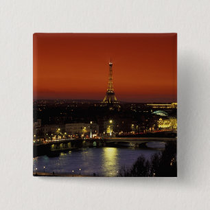 Frankreich, Paris Sonnenuntergang Blick auf Eiffel Button