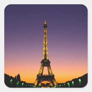 Frankreich, Paris, Tour Eiffel bei Sonnenuntergang Quadratischer Aufkleber