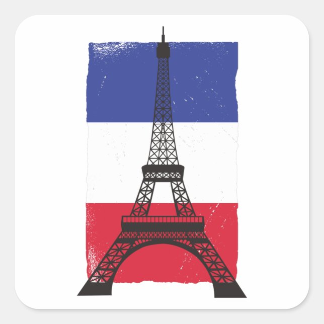 Frankreich - Pariser Flagge Quadratischer Aufkleber (Vorderseite)