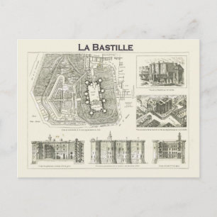 Frankreich, Plan und Bilder der Bastille Postkarte