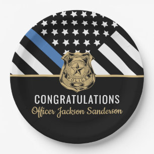 FRANKREICH "Police Blue Line Flag Retiment" Pappteller