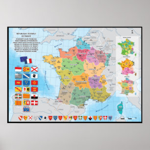 Frankreich, prospektive Landkarte Poster