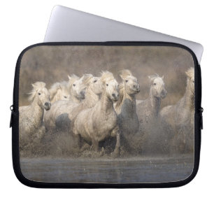 Frankreich, Provence. Weiße Camargue-Pferde laufen Laptopschutzhülle