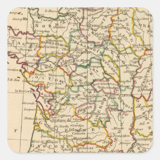 Frankreich, Provinzen Quadratischer Aufkleber (Vorderseite)