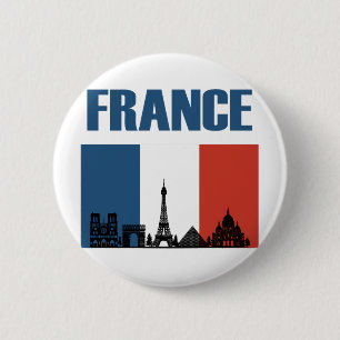 Frankreich Reisen - Paris City Skyline Französisch Button