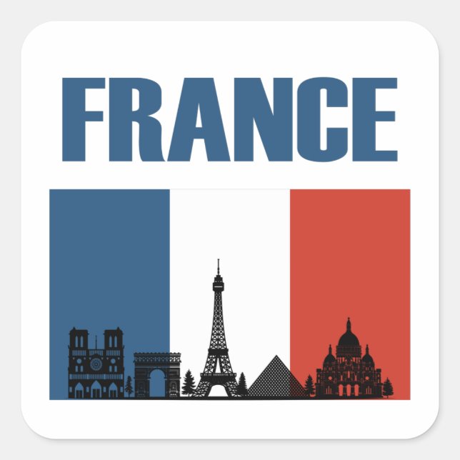 Frankreich Reisen - Paris City Skyline Französisch Quadratischer Aufkleber (Vorderseite)