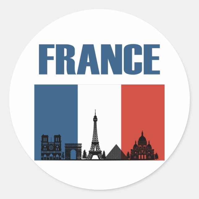 Frankreich Reisen - Paris City Skyline Französisch Runder Aufkleber (Vorderseite)