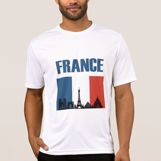 Frankreich Reisen - Paris City Skyline Französisch T-Shirt (Vorderseite)
