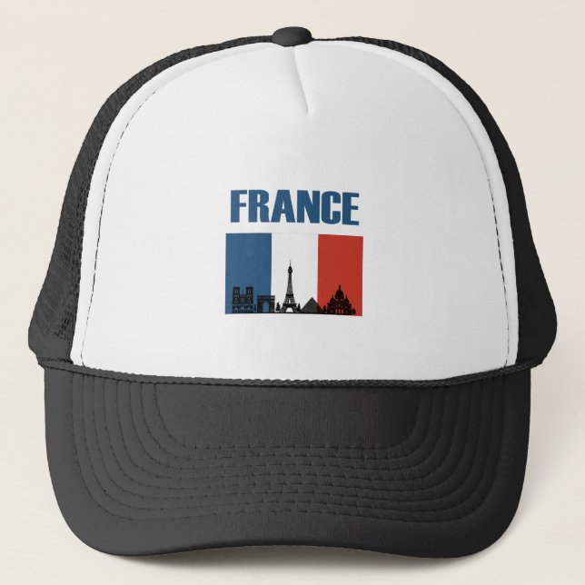 Frankreich Reisen - Paris City Skyline Französisch Truckerkappe (Vorderseite)